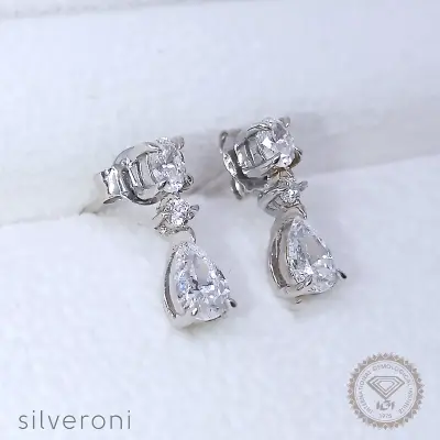 Exquisite 18K Gold Lab Grown Diamond Drop Earrings | Sustainable Luxury by Silveroni - 1