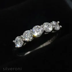 Five-Stone Lab Grown Diamond Band | Sustainable Elegance by Silveroni - 2