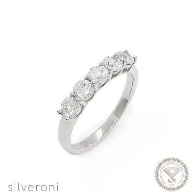 Five-Stone Lab Grown Diamond Band | Sustainable Elegance by Silveroni - 1