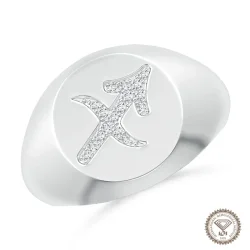Galactic Sagittarius Zodiac Signet Ring in 18K White Gold - 1
