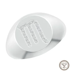 Glorious Scorpio Zodiac Signet Ring in 18K White Gold - 1