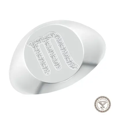 Glorious Scorpio Zodiac Signet Ring in 18K White Gold - 1