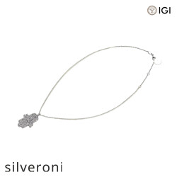 Hamsa Pendant Necklace in 18k White Gold with Round Lab Grown Diamonds - 3