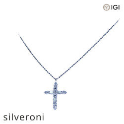 Lab Grown Diamond Marquise Cross Pendant Necklace in 14K White Gold - 3