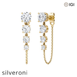 Linked Round Lab Grown Diamond Tennis Earrings - Silveroni