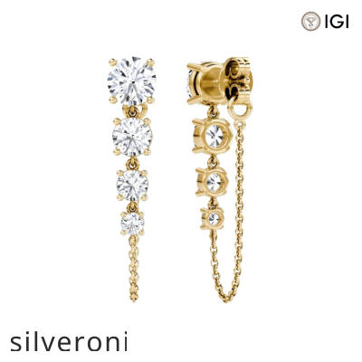 Linked Round Lab Grown Diamond Tennis Earrings - 3