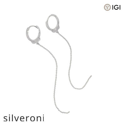 Love Lockdown Round Diamond Earrings in 18k White Gold - 1