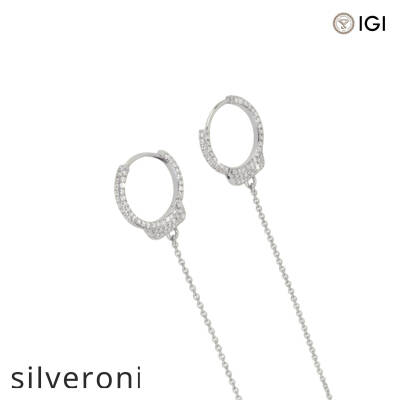 Love Lockdown Round Diamond Earrings in 18k White Gold - 2