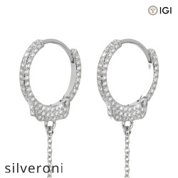 Love Lockdown Round Diamond Earrings in 18k White Gold - 3