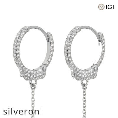 Love Lockdown Round Diamond Earrings in 18k White Gold - 3