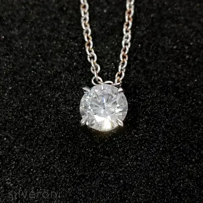 Lustrous Aurora Round Lab Grown Diamond Necklace - 2