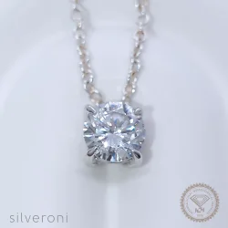 Lustrous Aurora Round Lab Grown Diamond Necklace - 1