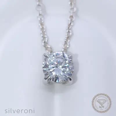 Lustrous Aurora Round Lab Grown Diamond Necklace - 1
