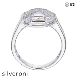 Luxury Emerald-Shape VS Clarity Natural Diamond Ring with Baguette Halo - 3