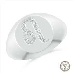 Majestic Leo Zodiac Signet Ring in 18K White Gold - 1