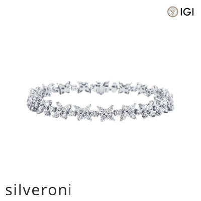 Marquise Cut Lab Grown Diamond Cluster Tennis Bracelet in Platinum - 1