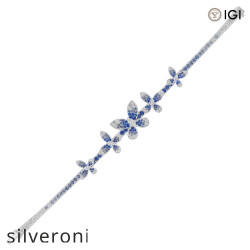 Marquise Diamond, Sapphire, and Tourmaline Butterfly Bracelet in White Gold - 2