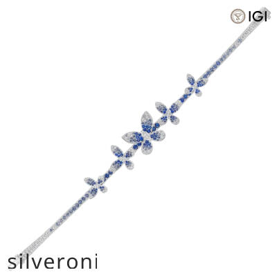Marquise Diamond, Sapphire, and Tourmaline Butterfly Bracelet in White Gold - 2