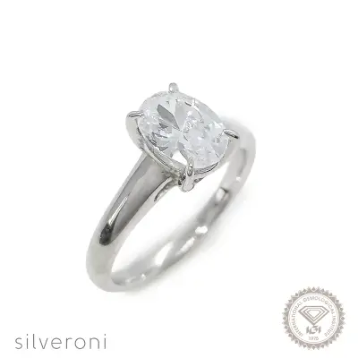 Amazing Oval Brilliance Solitaire Lab Grown Diamond Ring | Sustainable Elegance by Silveroni - 1