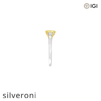 Oval Yellow Diamond Engagement Ring with Baguette Side Stones - 2