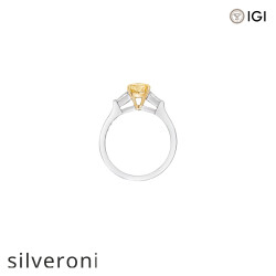 Oval Yellow Diamond Engagement Ring with Baguette Side Stones - 3