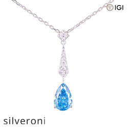 Pear Shaped Lab Grown Diamond Necklace in 18k Gold - Silveroni