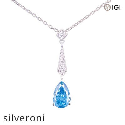 Pear Shaped Lab Grown Diamond Necklace in 18k Gold - 1