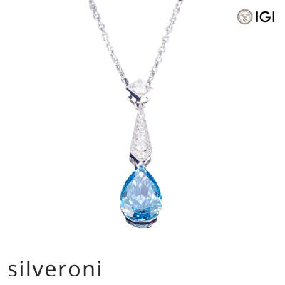 Pear Shaped Lab Grown Diamond Necklace in 18k Gold - 4