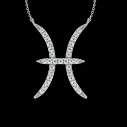 Pisces Zodiac Sign Diamond Necklace, IGI Lab-Grown 18K - 2