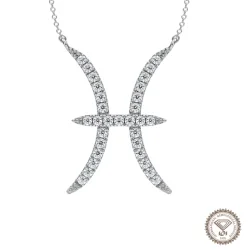 Pisces Zodiac Sign Diamond Necklace, IGI Lab-Grown 18K - 1