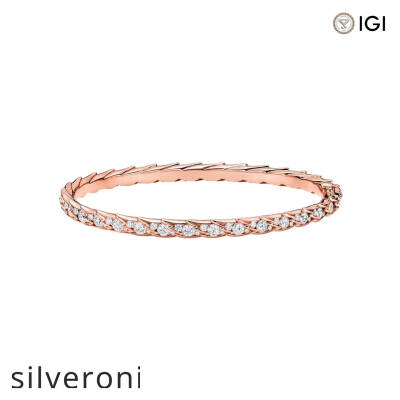 Rose Gold Bangle with Cushion Cut Diamonds - 1