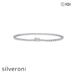 Round Brilliant Lab Grown Diamond Tennis Bracelet in Platinum - Silveroni