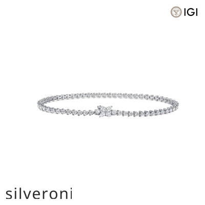 Round Brilliant Lab Grown Diamond Tennis Bracelet in Platinum - 1