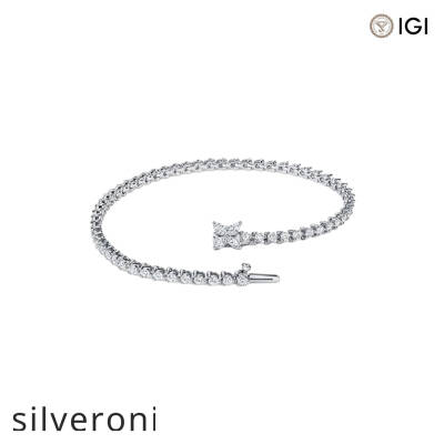 Round Brilliant Lab Grown Diamond Tennis Bracelet in Platinum - 2