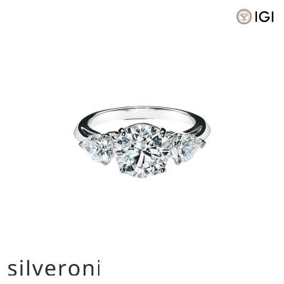 Round Brilliant Three Stone Lab Grown Diamond Engagement Ring - 1