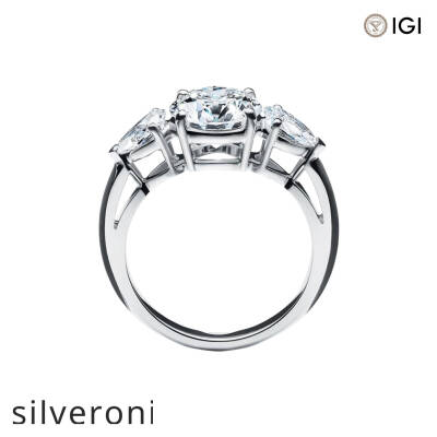 Round Brilliant Three Stone Lab Grown Diamond Engagement Ring - 3