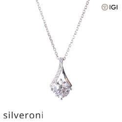 Round D Color Lab Grown Diamond Necklace in 18K Gold - Silveroni