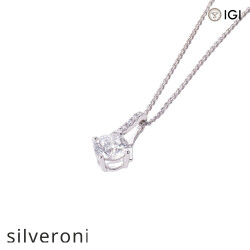 Round D Color Lab Grown Diamond Necklace in 18K Gold - 2