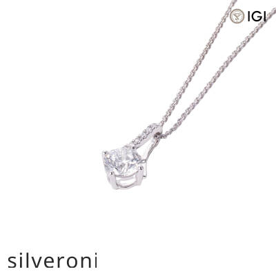 Round D Color Lab Grown Diamond Necklace in 18K Gold - 2