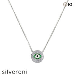 Round Evil Eye Lab Grown Diamond Necklace - Silveroni