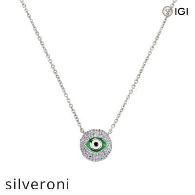 Round Evil Eye Lab Grown Diamond Necklace - 1