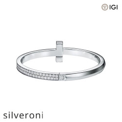 Round Excellent Cut Diamond Hinged Bangle in White Gold - 3