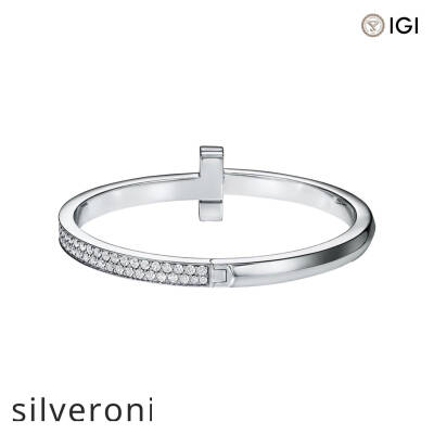 Round Excellent Cut Diamond Hinged Bangle in White Gold - 3