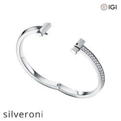 Round Excellent Cut Diamond Hinged Bangle in White Gold - 5