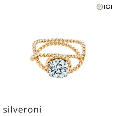 Round Excellent Cut G Color Lab Grown Diamond Rope Engagement Ring in 18k Gold - 1