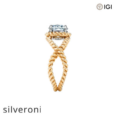 Round Excellent Cut G Color Lab Grown Diamond Rope Engagement Ring in 18k Gold - 2