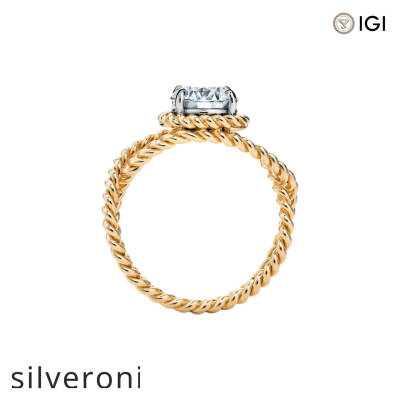 Round Excellent Cut G Color Lab Grown Diamond Rope Engagement Ring in 18k Gold - 3
