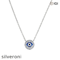 Round Lab Grown Diamond Evil Eye Necklace - Silveroni