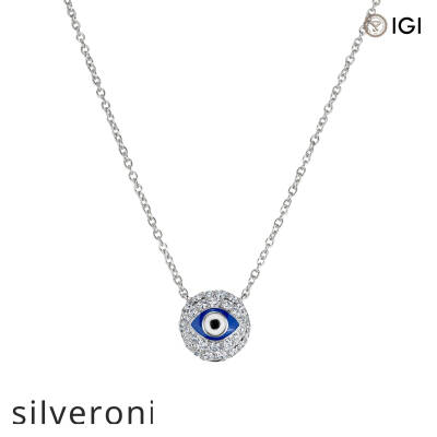 Round Lab Grown Diamond Evil Eye Necklace - 1