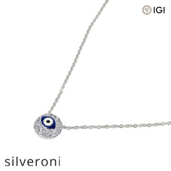 Round Lab Grown Diamond Evil Eye Necklace - 3